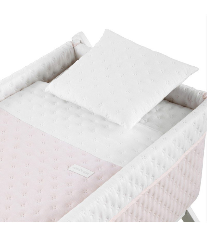 Minicuna Tijera Madera Soft Rosa/Bco