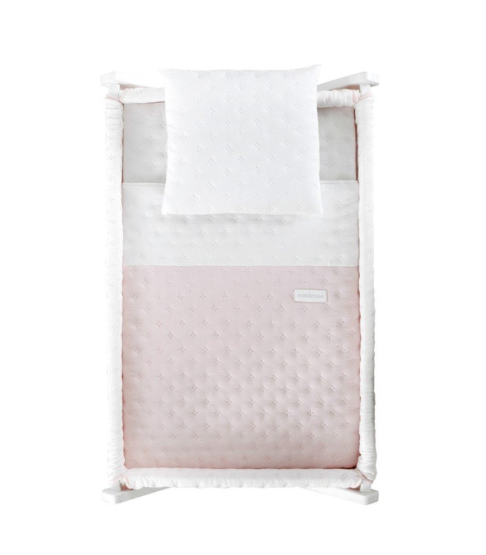 Minicuna Tijera Madera Soft Rosa/Bco