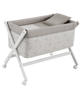 Minicuna Tijera Madera Abete Beige/Bco 55X87X74 Cm