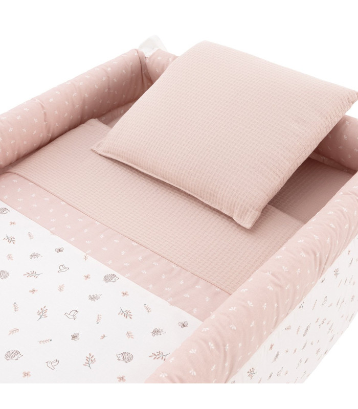 Minicuna Tijera Madera Blanca Calma Rosa