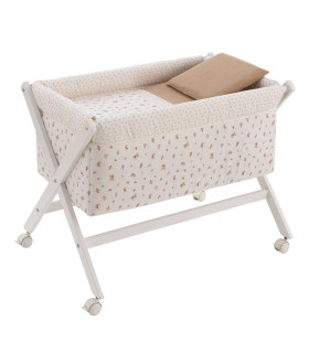 Minicuna Tijera Madera Blanca Senda Beige Cambrass