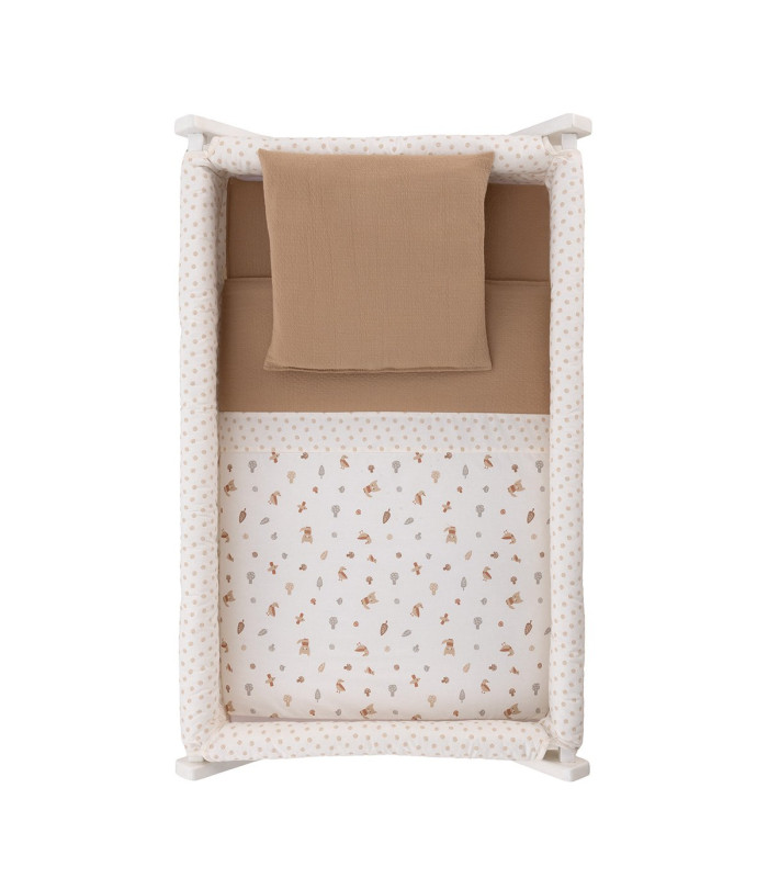 Minicuna Tijera Madera Blanca Senda Beige Cambrass