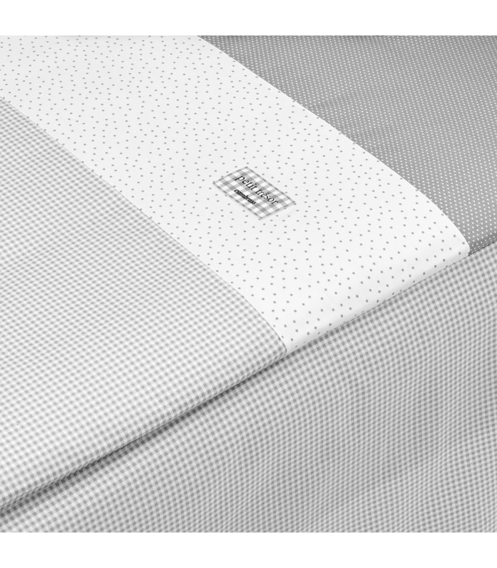 Cambrass Juego 2 Piezas Colcha Invierno-Verano Cuna 70 Vichy 10 Gris Outlet