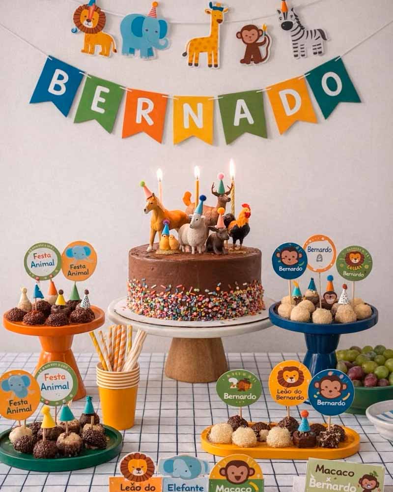 Decoración de cumpleaños con temática de animales