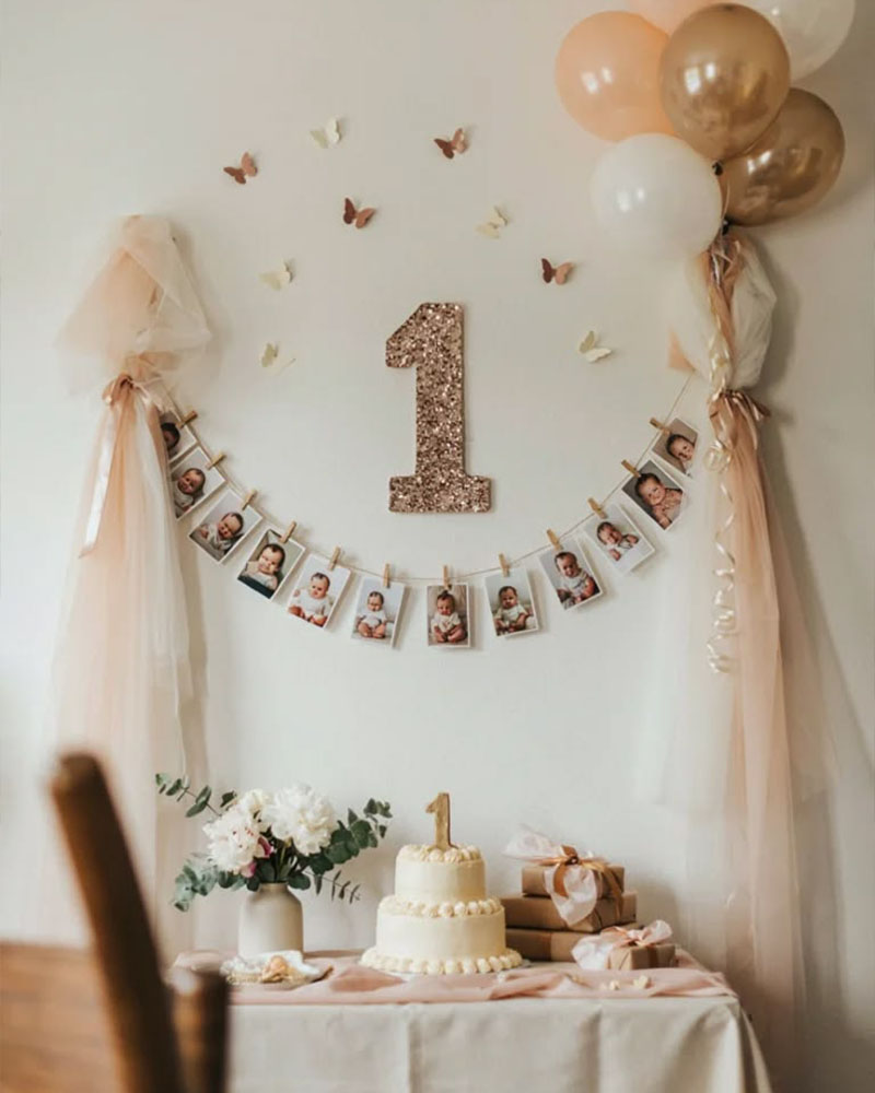 Decoración de cumpleaños con temática elegante