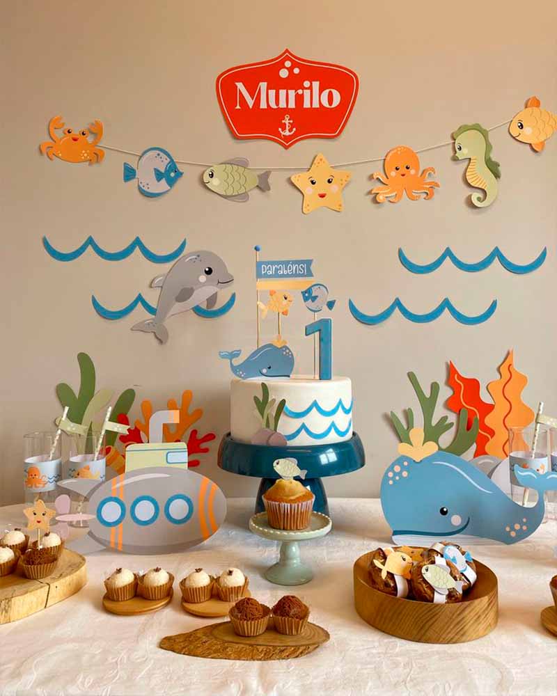 Decoración de cumpleaños con temática de océano