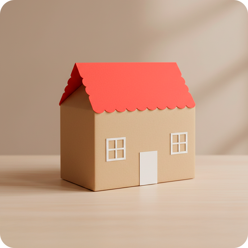 Envolver regalo con forma de casita