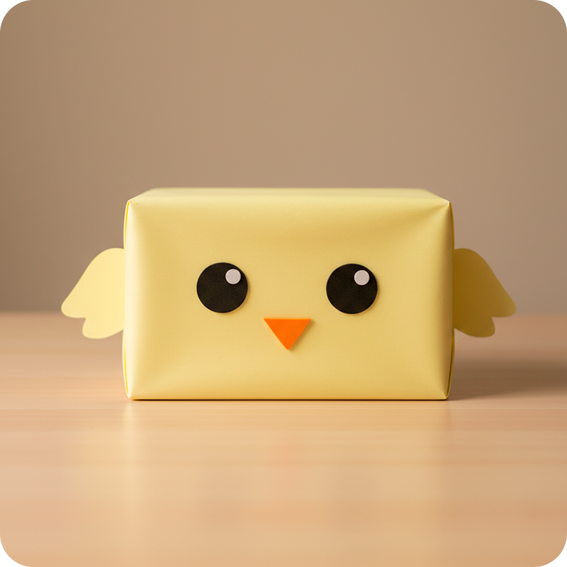 Envolver regalo con forma de pollito