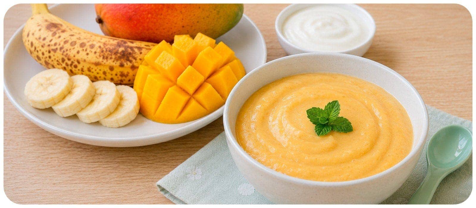 Helado de plátano y mango sin azúcar para bebé - nice cream receta verano