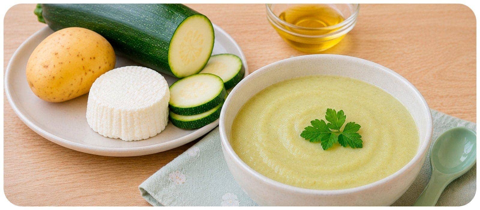 Puré de calabacín y queso fresco para bebé en verano - alimentación complementaria