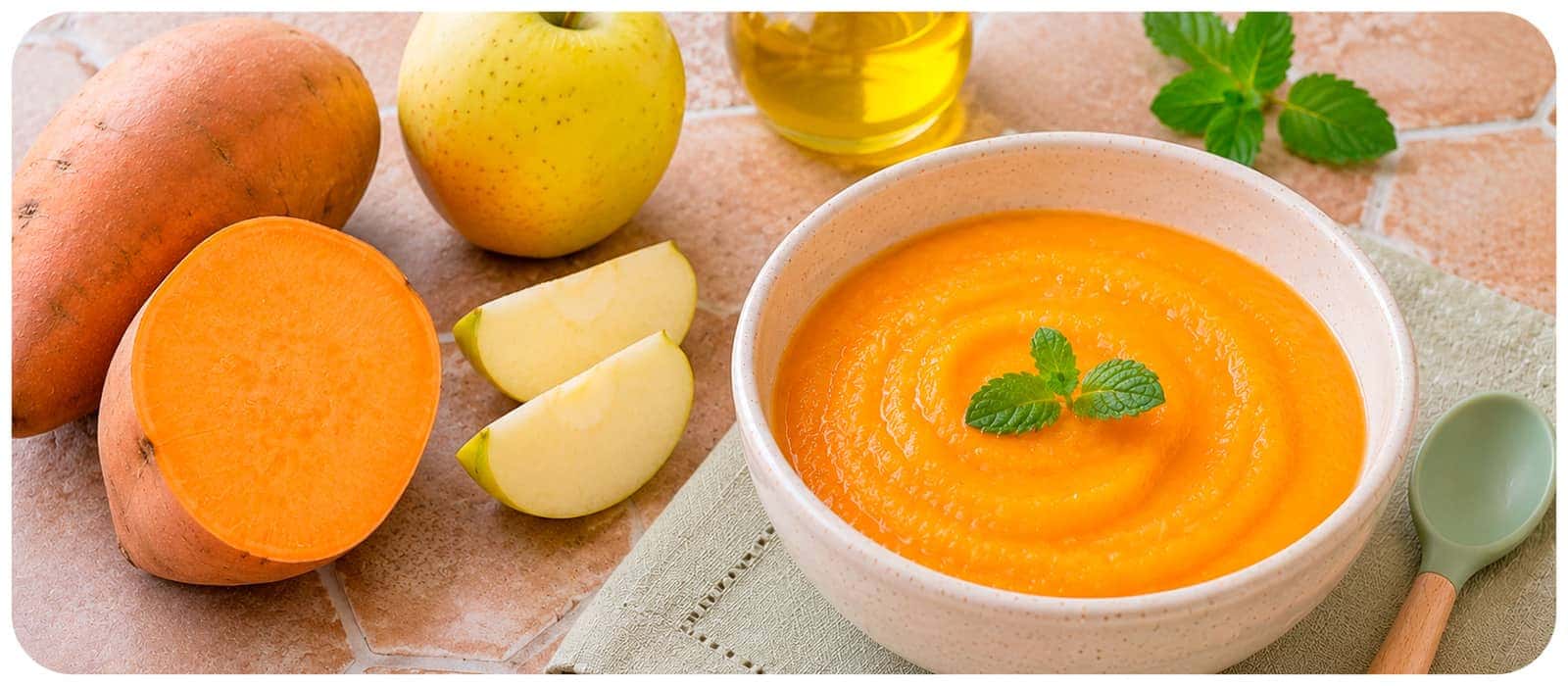 Puré de boniato y manzana para bebé - receta complementaria verano saludable